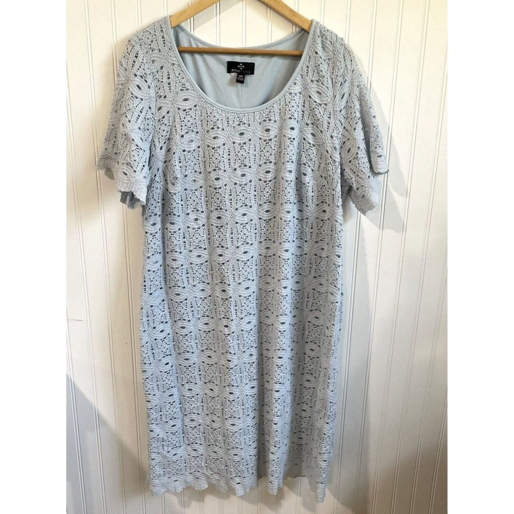 Ronni Nicole Dress Womens 20W‎ Baby Blue Lace Scalloped Hem Stretch Shift
